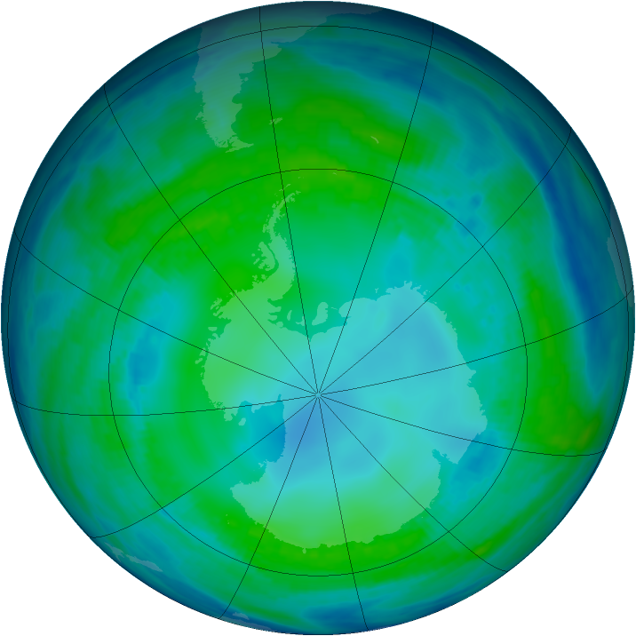 Antarctic ozone map for 11 May 1999